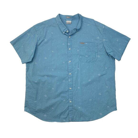 Columbia Shirt Mens XXL 2XL Stratosphere Blue Regular Fit Desert Allover Printed - Picture 1 of 10